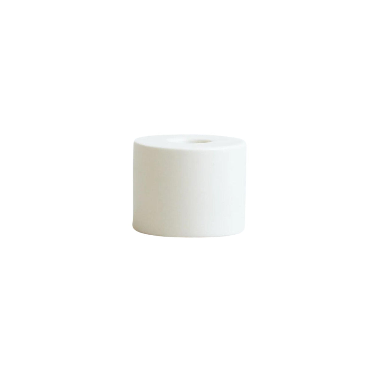 Petite Ceramic Taper Holder, Matte White, Cylinder Eleish Van Breems Home