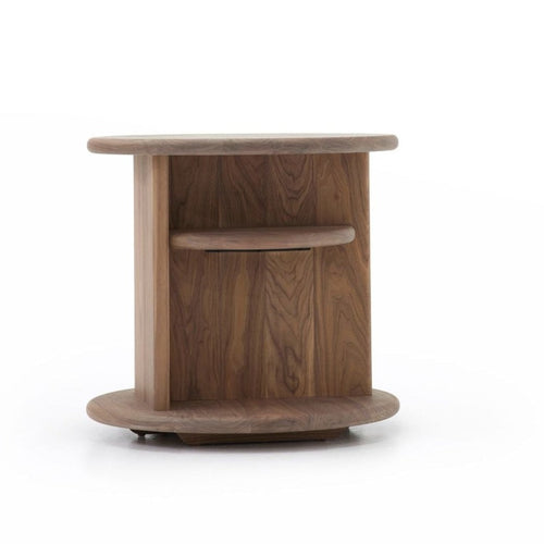 Brisbane Round Side Table Dead Flat Walnut