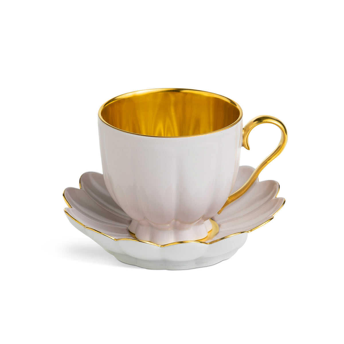 Coffee Cup With Saucer Light Pink &amp; Gold Eleish Van Breems Home