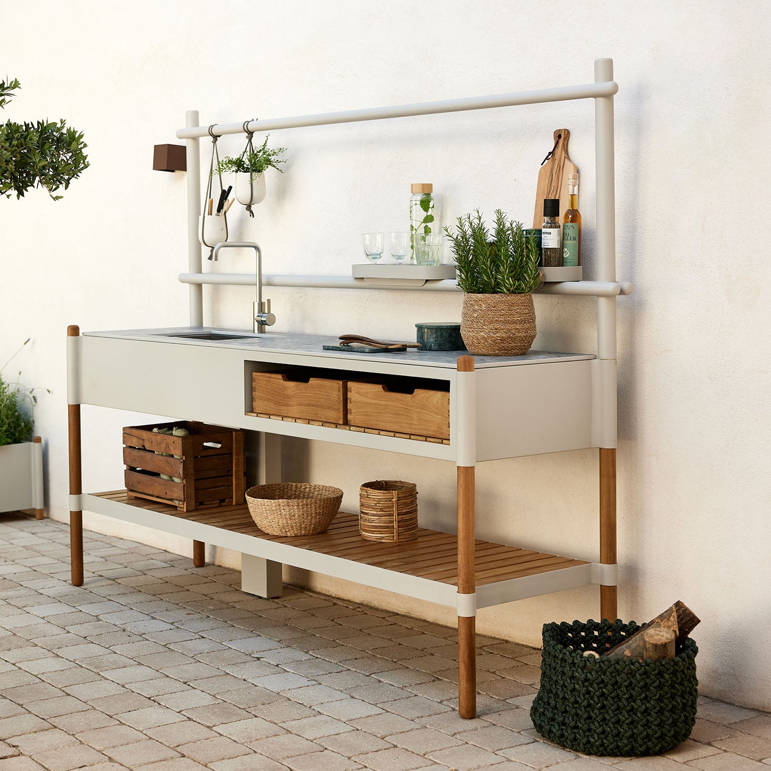 Sticks Kitchen Module with Teak Shelf Eleish Van Breems Home