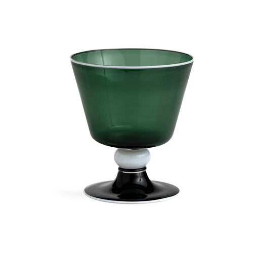 Elegante Water Glass Forest Green With White Rim